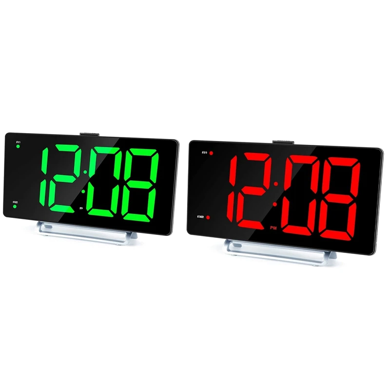 LED Digital Display Dual Alarm With USB Charger Port For Seniors Simple Bedside Number Clocks Bedrooms | Дом и сад