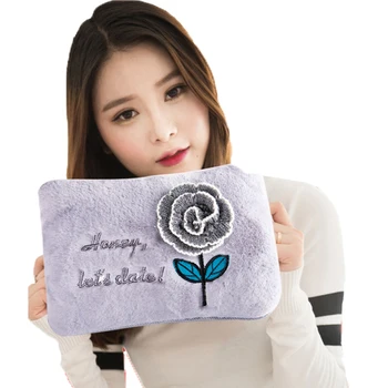 

Cute Flower Hand Warmers Charging Hot Water Bottle Explosion-proof Electric Heating Bag Thick Plush Treasure Warm Bag JJ80121
