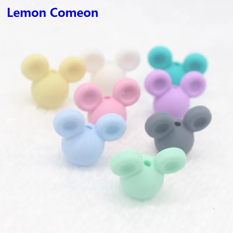 Lemon Comeon, силиконовые бусины, Детские Прорезыватели, силиконовые бусины Микки, сделай сам, милые животные, прорезыватели, кулон, ожерелье без БФА, бусины, игрушка, 5 шт
