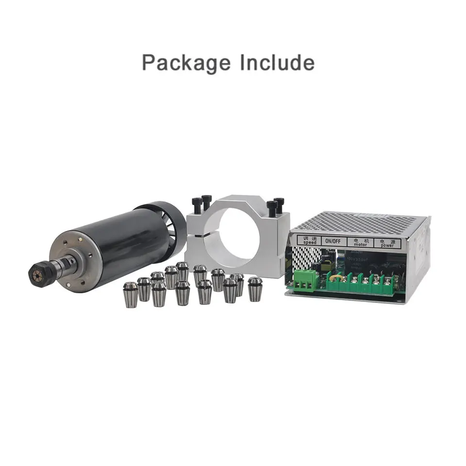 500W with 13 collet 500 Вт шпиндель с воздушным охлаждением ER11 CNC 0,5 кВт мотор шпинделя+ Регулируемый источник питания 52 мм зажимы ER11 цанговый патрон для гравировального станка - Цвет: 500W with 13 collet