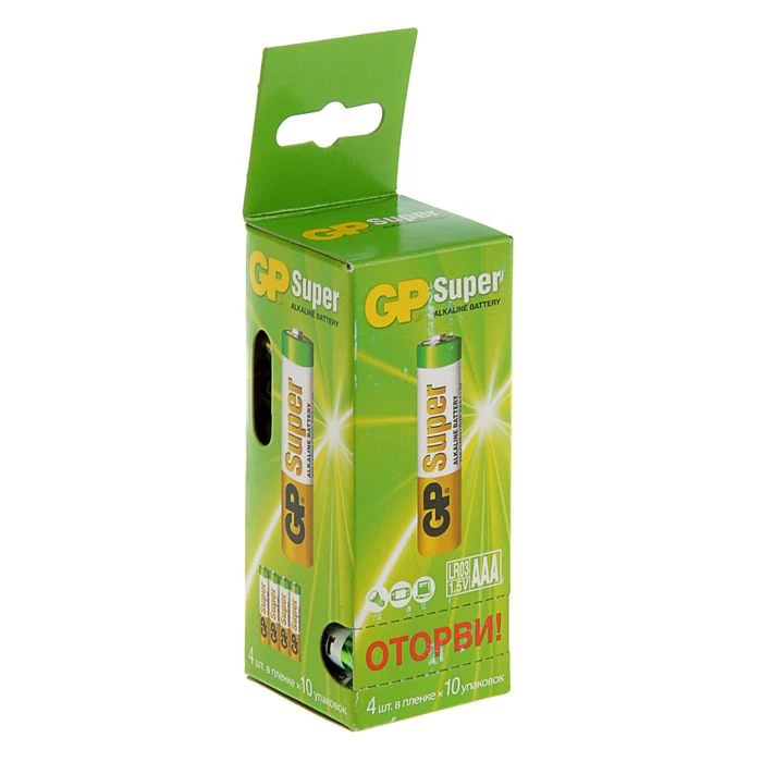 Батарейка алкалиновая GP Super AAA LR03-40BOX 1.5В набор 40 шт. 2392789 | Электроника