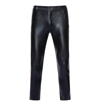 

Spring Bright Black Cotton Casual Pants Men Slim Trousers Boys Cool Sexy Straight Long Shiny Reflective Pants Male Plus Size Xxl