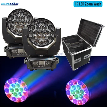 

No tax Flight case 2x moving head zoom wash led 19x15w rgbw moving head light 19 eyes moving head light with CTO 2700~7200K