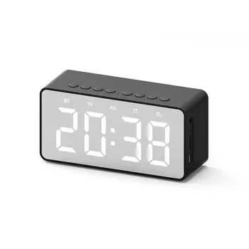 

Bt506 Portable Bluetooth Speaker Super Bass Wireless Stereo Speakers Support Tf Aux Mirror Alarm Clock For Phone Computer