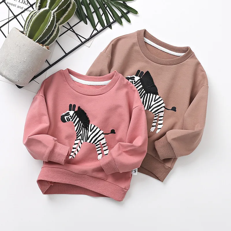 Худи для маленьких девочек повседневные толстовки с мультяшным принтом лошадей