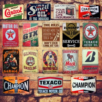 

Vintage Metal Tin Signs Home Bar Pub Garage Gas Station Decorative Champion Devil Lion Iron Plates Wall Stickers Art Poster