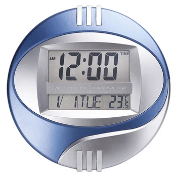 

Number Display LED Electronic Wall Clock Snooze Table Clock Mute Bracket Clock Round LCD with Calendar Temperature