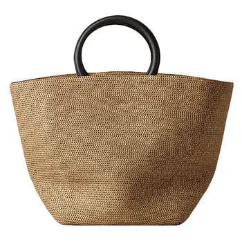 

Vintage Rattan Women Handbags Wicker Woven Straw Bags Round Handle Tote Large Capacity Summer Beach Purse Bucket