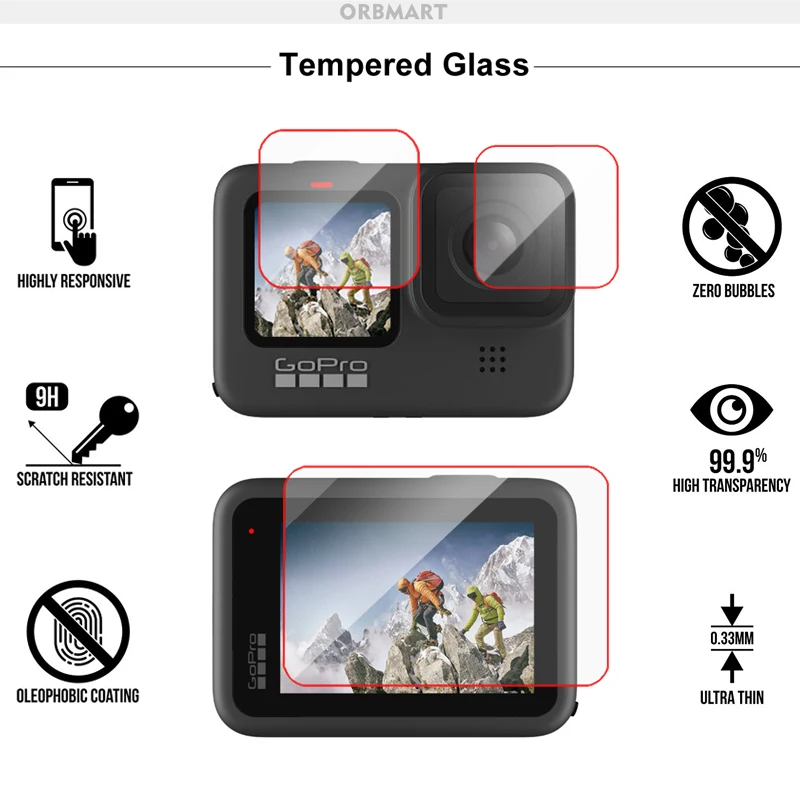 Description Picture 6 of itemSilicone Case for GoPro Hero 12 11 10 9 Black Tempered Glass Screen Protective Film Lens Cap Cover for GoPro9 12 Accessories