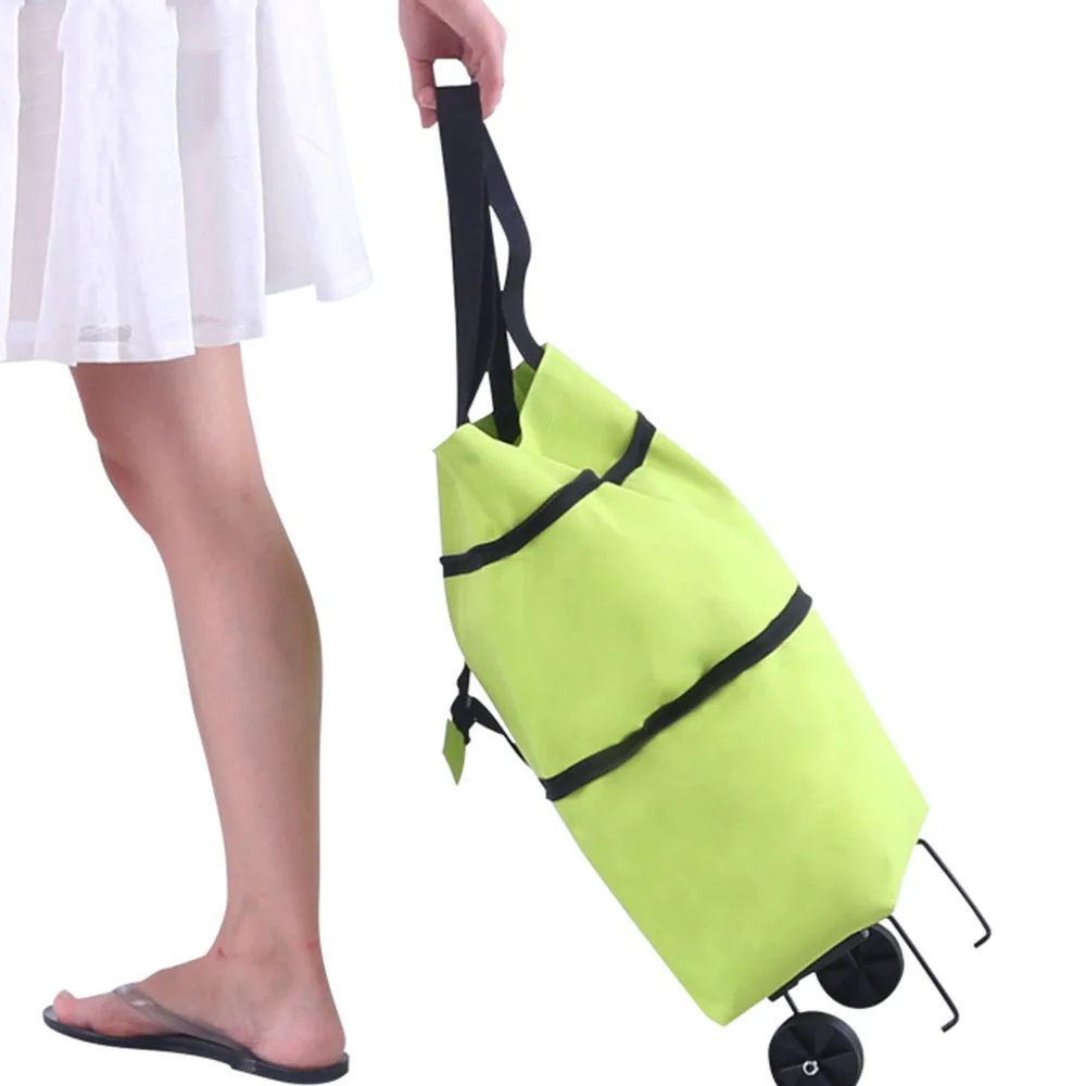 Супермаркет складная сумка для покупок, портативная большая сумка-тоут, хозяйственная сумка с колесом, сумка для покупок, Большая вместительная зеленая сумка