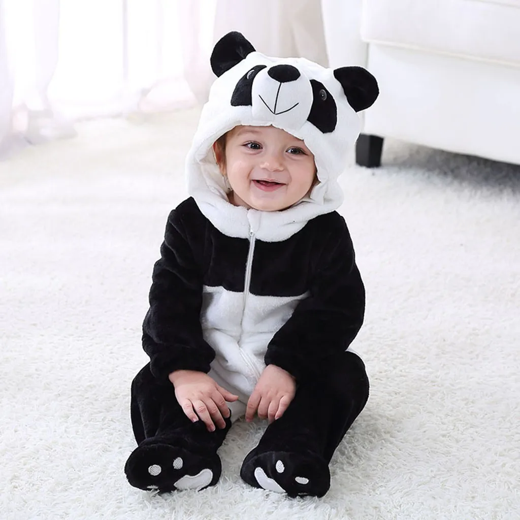 Warm Winter Casual Newborn Kids Clothes Baby Animals Cosplay Boys Girls Cute Cartoon Pajamas Toddler Rompers Clothing Outfits