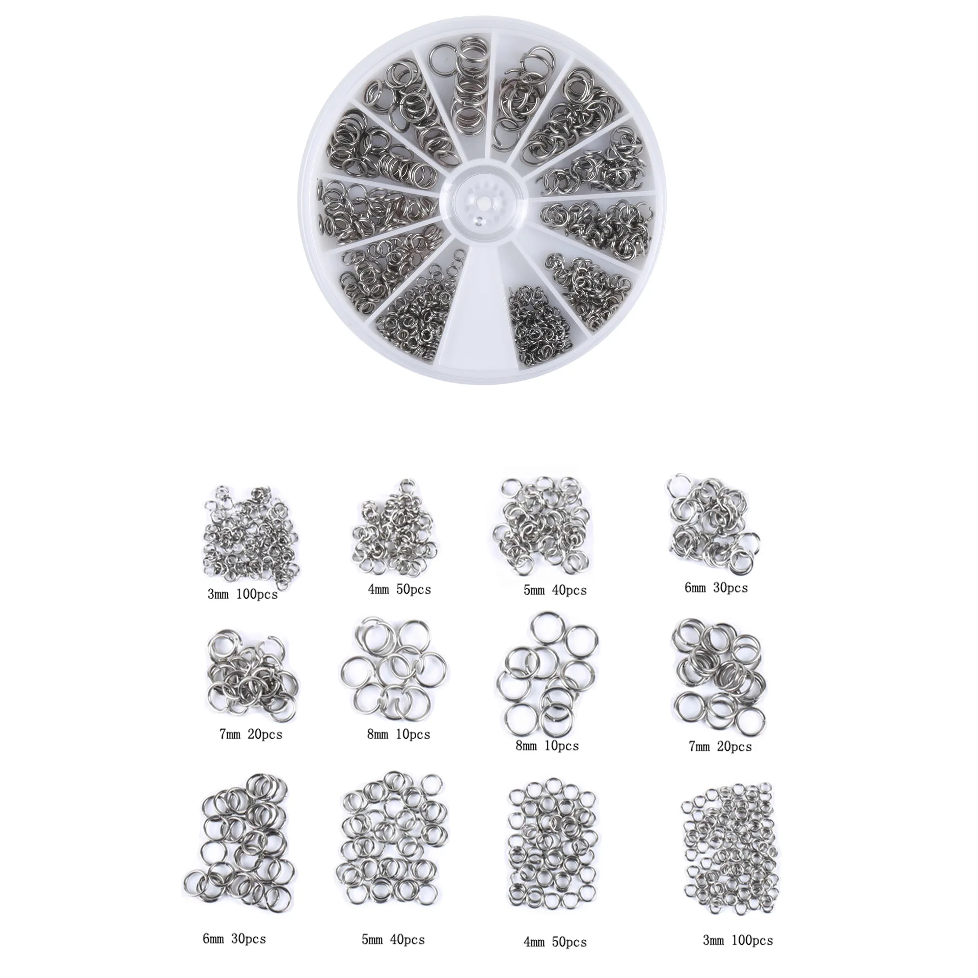 

Mix Size Stainless Steel Jump Rings & Split Rings Set DIY Jewelry Making Jewelry Findings&Components