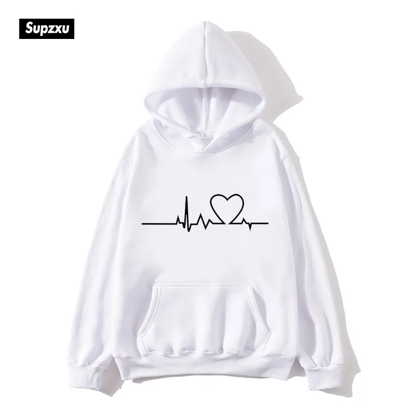 

Autumn/Winter Love Printing Letter Harajuku Print Pullover Thicken Loose Ladies Hooded Sweatshirt Sweatshirt Men's Casual Jacket