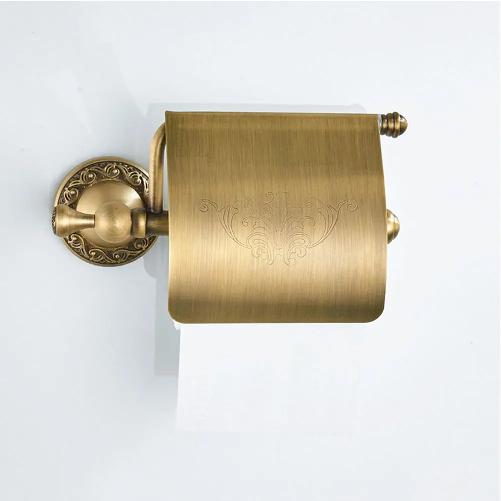 

Decor Wall Mount Kitchen Roll Paper Holder Toilet Tissue Antique Brass Hanging Ring Towel Rack Bathroom Home European Style