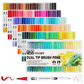 

12/24/36/48/72/100PCS color art marker pen painting watercolor double point marker nib pen professional 0.4mm ink gel pen