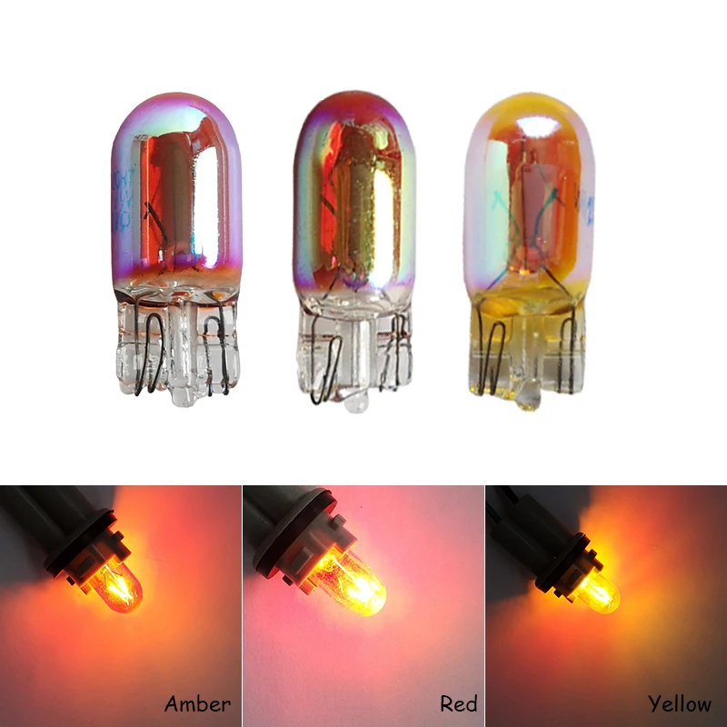 

2X W5W 194 T10 12V5W Diadem Chrome Red Yellow Amber Turn signal Car brake light Halogen lamp bulb License Plate Lamp Dome Light