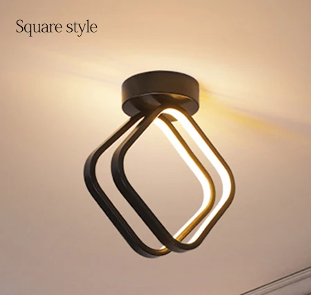 Square Освещение для прохода, освещение для балкона, освещение для коридора, лестницы, крыльца, светодиодный потолочный светильник, современный, простой, для балкона, фитинг, черный, белый, потолочный светильник - Цвет корпуса: Square