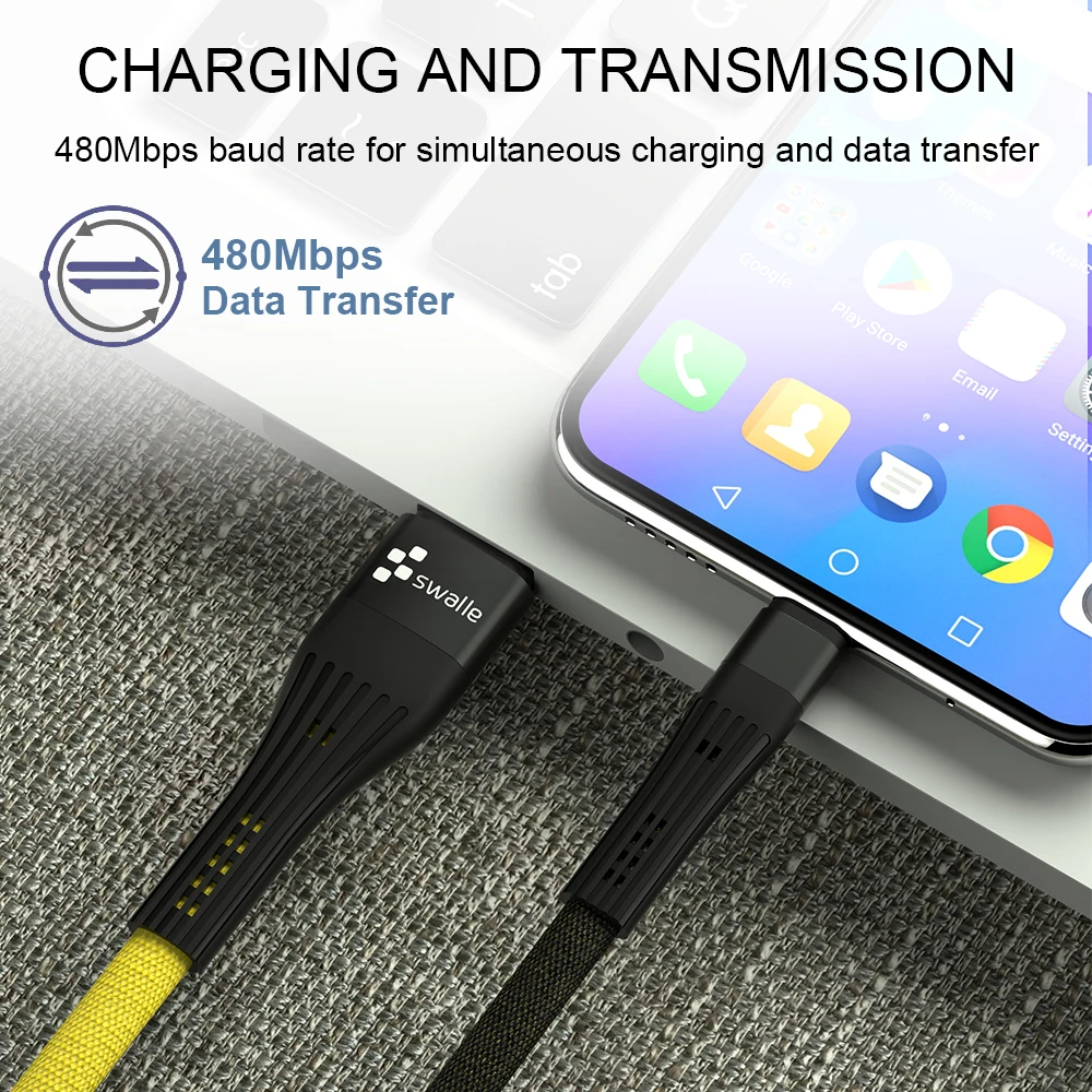 Swalle Micro USB кабель 3A Быстрая зарядка USB кабель для передачи данных для samsung Xiaomi LG планшет Android мобильный телефон быстрый USB C кабель