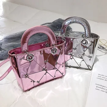 

Luxury Brand Handbag 2020 New Fashion Women Designer High Quality Faux Leather Tote Bag Mirror Rivet Shoulder Bag Fashion Bag