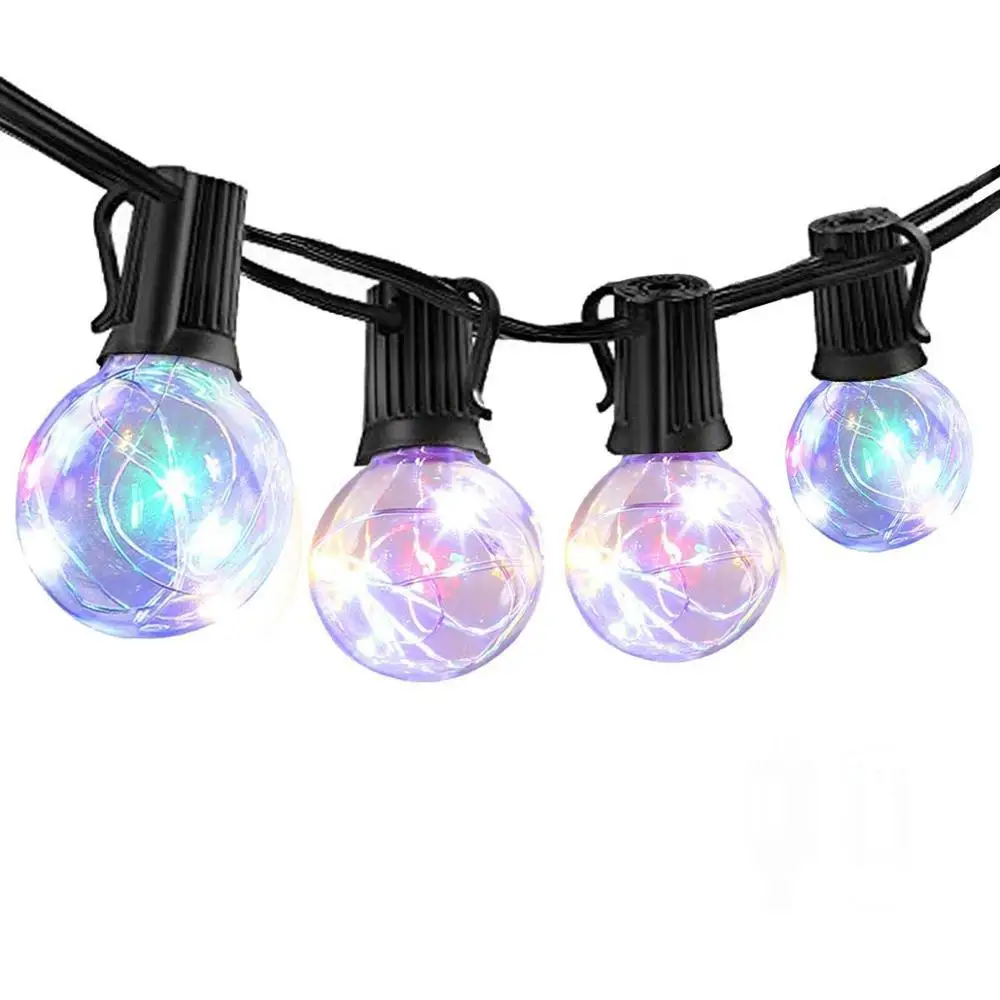 RGB Светодиодный гирлянды 18Ft G40 сферические светящиеся гирлянды с 25 прозрачный СВЕТОДИОДНЫЙ лампы Цвет Изменение мигающий Водонепроницаемый для дома и улицы строка - Испускаемый цвет: RGB
