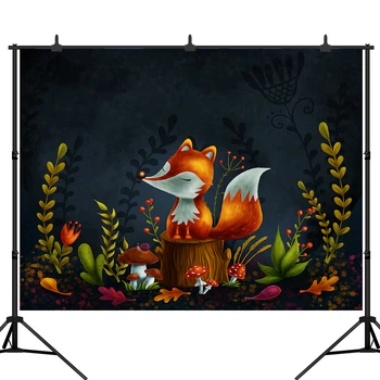 

Photography Backdrop Newborn Baby Shower Woodland Birthday Party Decoration Banner Fox Photo Background Studio Props