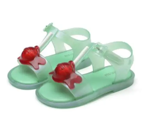 green Mini Melissa Ultragirl/ оригинальные прозрачные сандалии для девочек детские сандалии с короной детская пляжная обувь Нескользящая Мелисса для малышей - Цвет: green