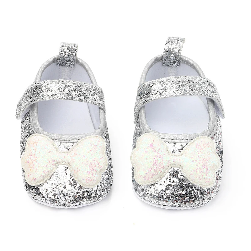 Обувь для новорожденных девочек; обувь для малышей с блестками; мягкая подошва; детская обувь принцессы с бантом