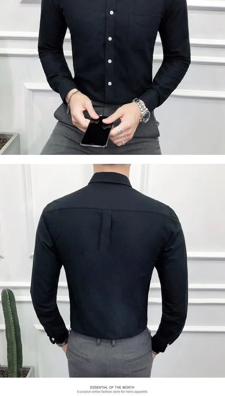 Men Wedding Shirt Long Sleeve Men Dress Shirts Man Business Party Solid Casual Shirt Work Wear Formal Slim Male Shirt m-5xl