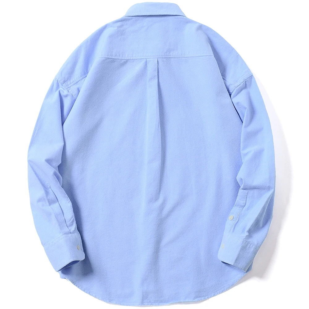 Camisa повседневная мужская рубашка оксфорд с длинным рукавом сплошной отложной воротник толстый материал