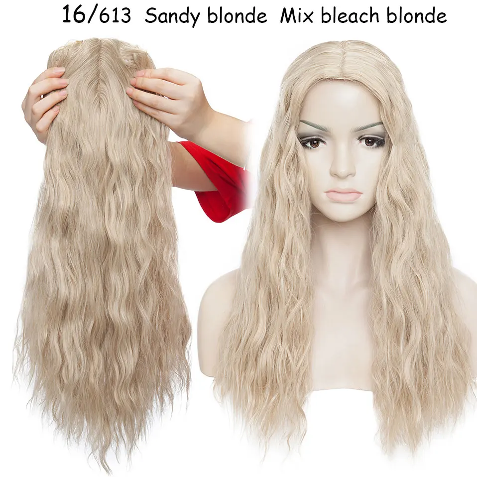 S-noilite 14 дюймов 3,5*2 водяные волнистые накладки для волос синтетический зажим в одной части волос без взрыва черный коричневый парик волос для женщин - Цвет: 16-613