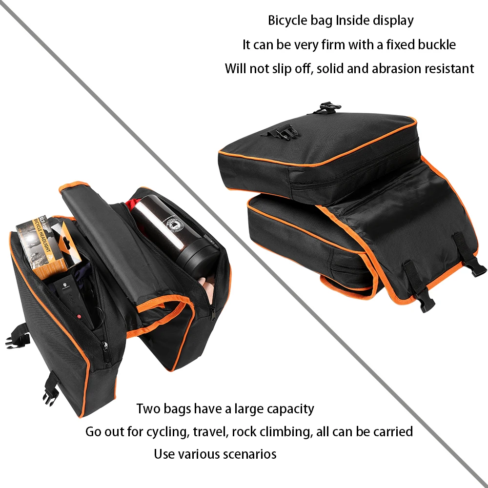 Borse Laterali Per Bici Elettrica - Doppia Borsa Sella In Pelle PU - Unisex - Ideale Per Viaggi E Pendolari (Nero)