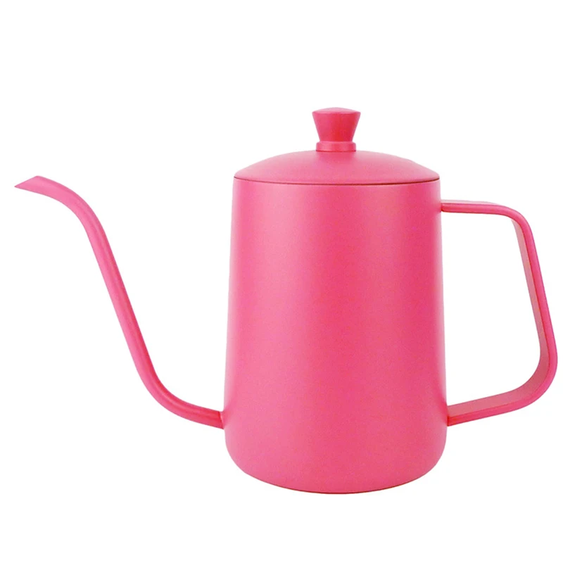 Stainless Steel Coffee Kettle 600Ml Teflon Coating Long Mouth Spout Teapot Water Jug with Thermometer Coffee Pot Tools