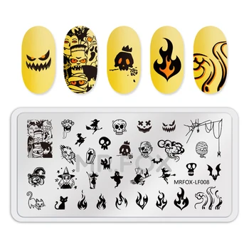 

1PCS Halloween Image Nail Stamping Plates Template Rectangle Flame Nail Art Stamp Stamping Plate Manicure Stencil Nails Tool