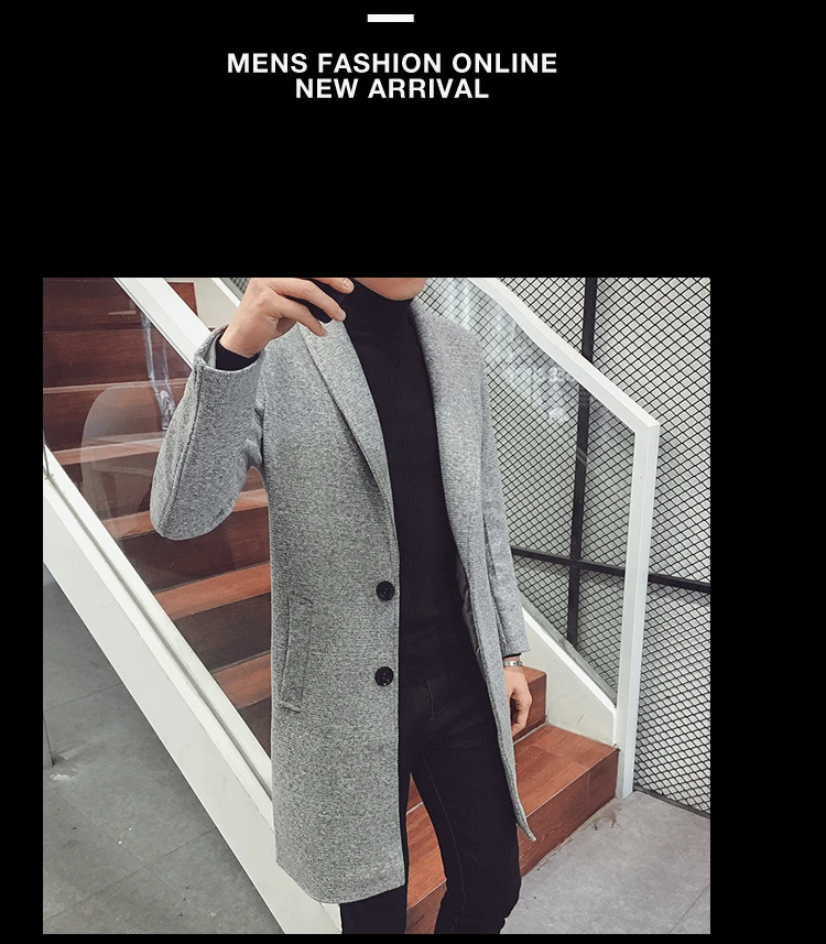 Autumn Winter Long Trench Men's Slim Korean Style Casual Jacket Men's New Large Size 5XL Lapel Trench Coats
