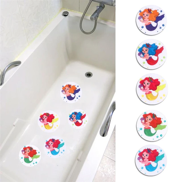 10PCS Bathroom PEVA Anti-Slip Sticker Slip Prevention Stickers Mermaid  Design Stickers Flower Shape Stickers Bath