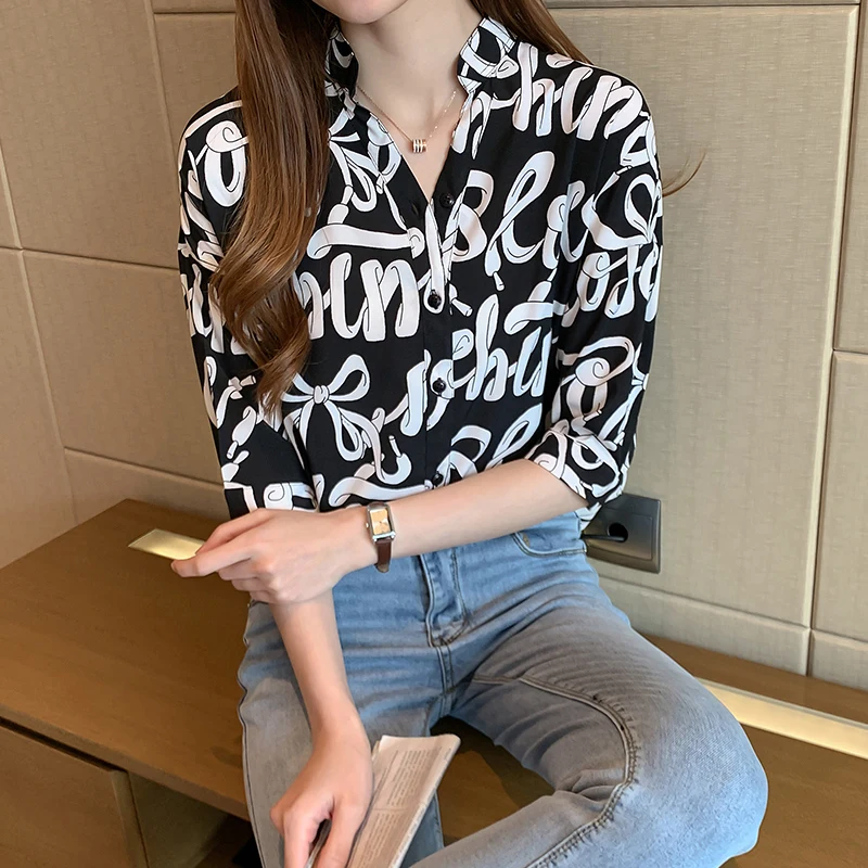 2020 Summer Pink White Shirt Women Modis Print Blouse Female Streetwear Casual Tops Short Sleeve Women Loose Blouses Oversized