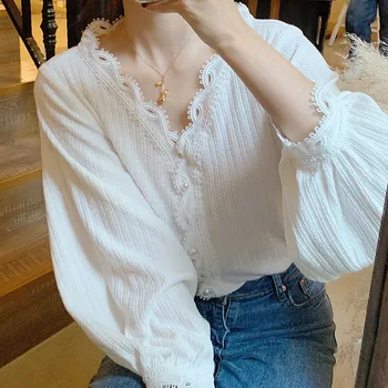 

Women Long Sleeve Blouse Tops 2020 V-neck Collar Office Ladies Shirt Elegant Casual Soft Satin Blouses Shirts