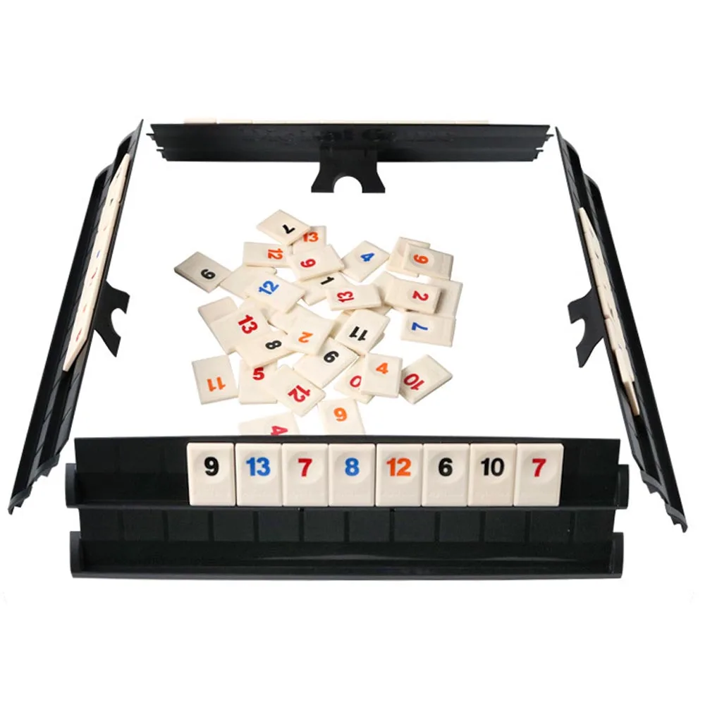 

Portable Israel Mahjong Rummikub 106pcs Tiles Digital Board Games Interactive Toy with Carrying Bag for 2-4 People Adults Kids