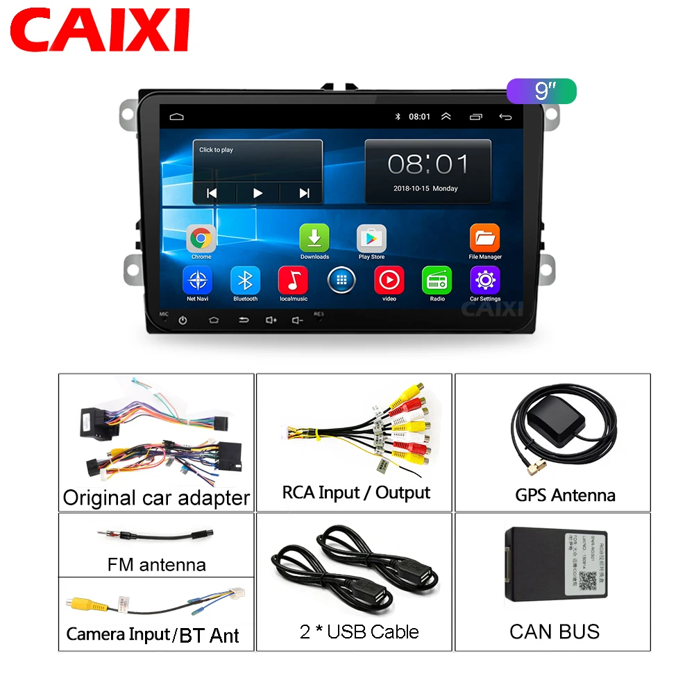 2 Din радио автомобиль Android 8,1 gps Мультимедиа для Volkswagen Skoda Octavia Golf 5 6 touran passat B6 Polo Tiguan Yeti Rapid Bora