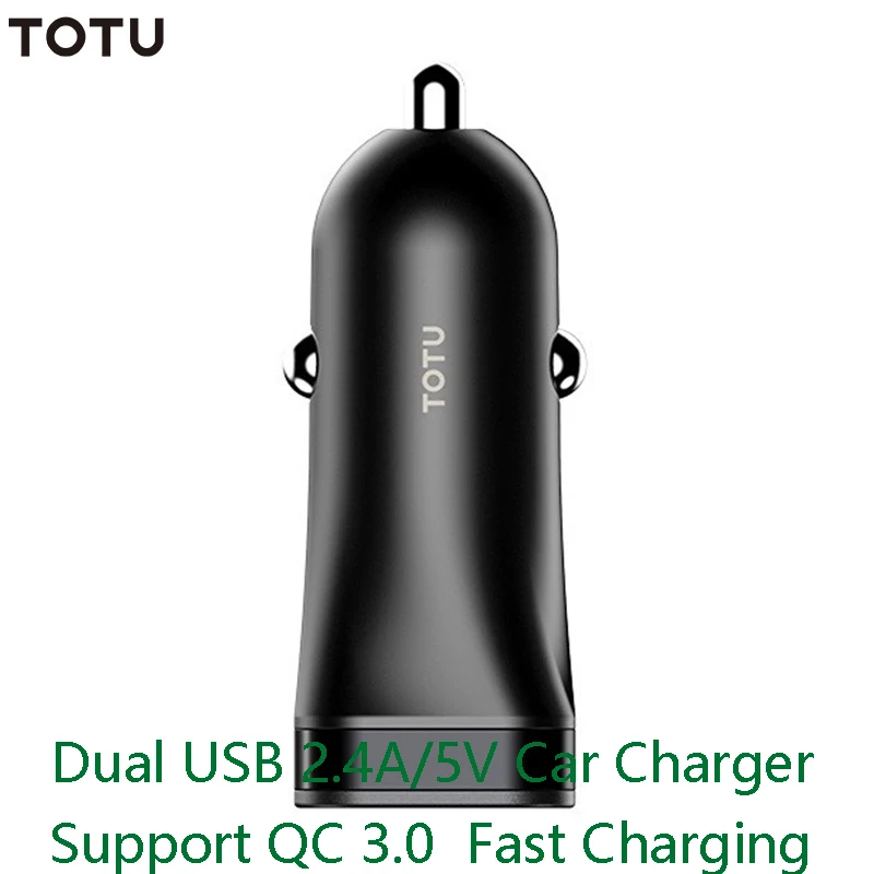 Автомобильное зарядное устройство TOTU Mini с двумя USB-портами QC 3 0 для iPhone Huawei Xiaomi Sony