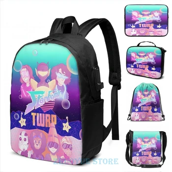 

Funny Graphic print Starbomb TWRP Vaporwave USB Charge Backpack men School bags Women bag Travel laptop bag