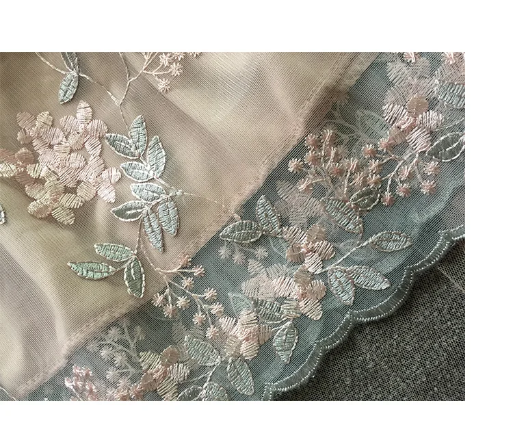 New Elegant Flower Embroidery Multilayer Mesh Pleated Skirt Half length Skirt A Style
