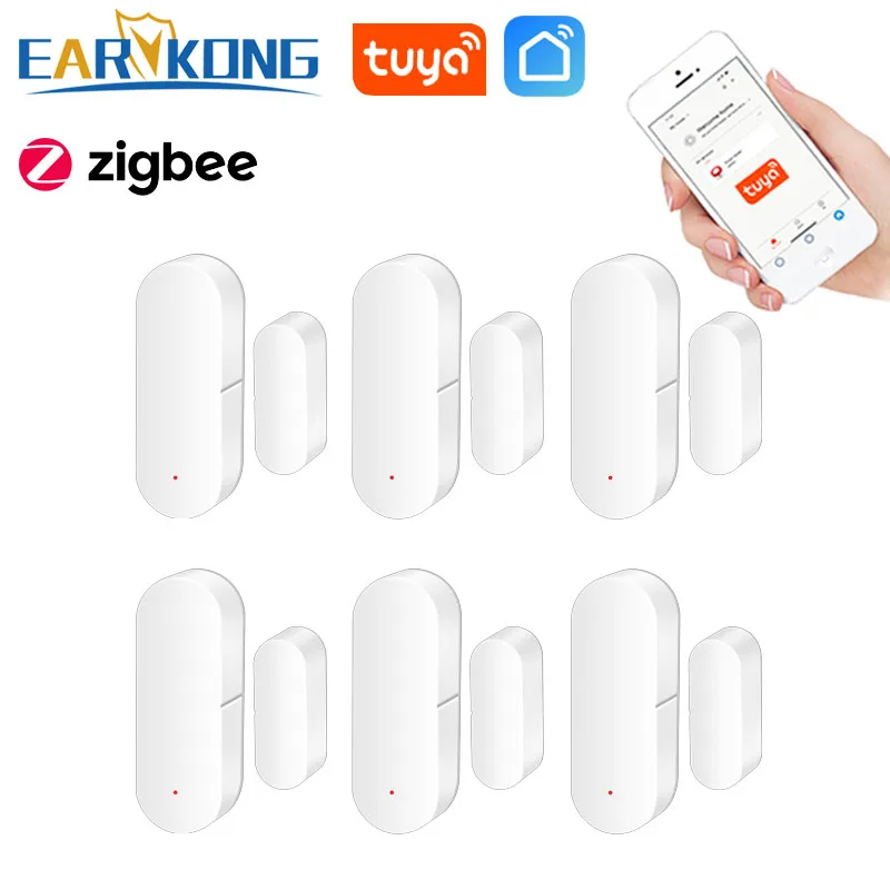 Детектор открытия окон и дверей Tuya Zigbee магнитная система охранной сигнализации