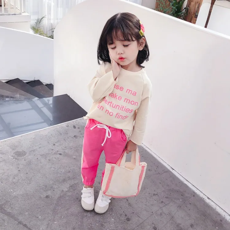 

2020 Spring Childrenswear New Style GIRL'S Suit Children Printed Pullover Casual Pants Two-Piece Set