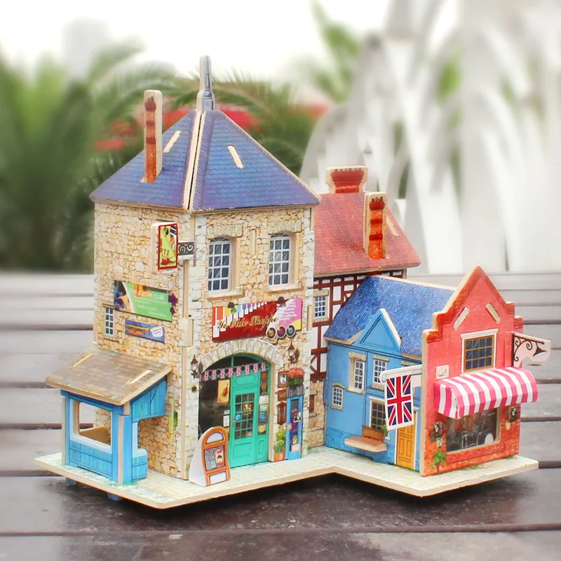 

Robotime robotime Assembled Toys 3D Handmade Wood Assembled Architecture Model DIY Hut Manufacturers Direct Selling