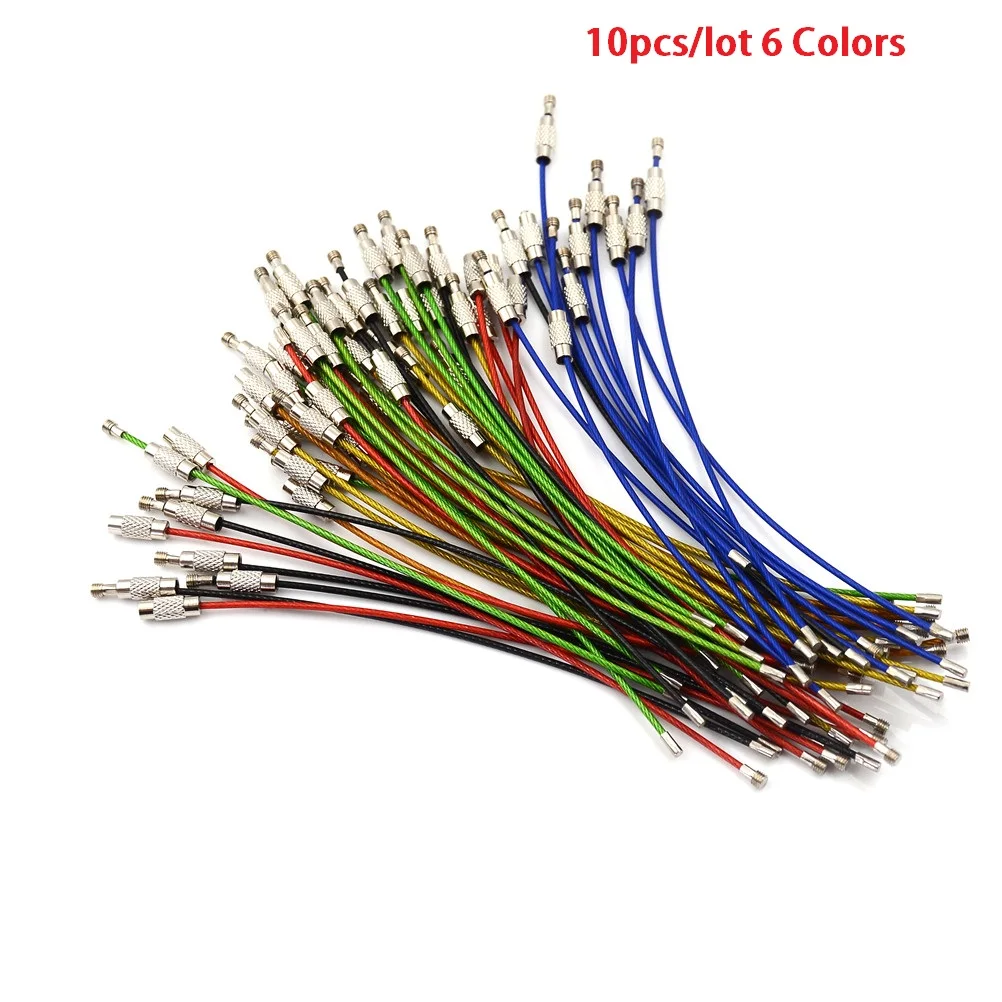 10 шт./лот 6 цветов Брелоки для ключей из нержавеющей стали проволока трос брелок