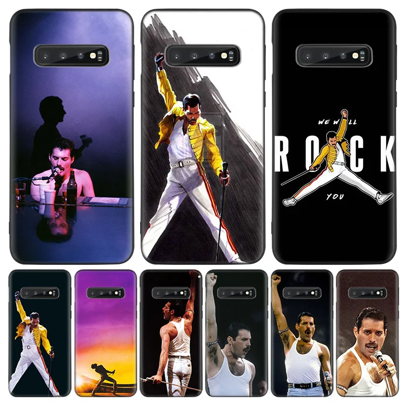 Queen Фредди Меркьюри черный чехол для телефона samsung Galaxy S10+ Plus Lite Note 10 9 8 S9 S8 J4 J6+ Plus S7 S6 Edge Capa