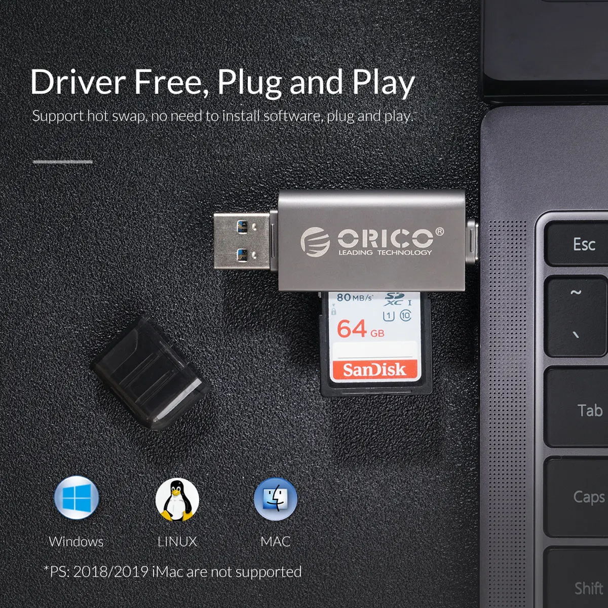 ORICO кард-ридер USB 3,0 2 в 1 SD/Micro SD TF OTG Smart memory type C кард-ридер высокоскоростной адаптер для ПК компьютера ноутбука