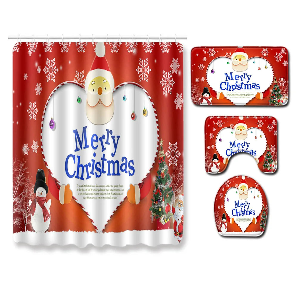 Zeegle Merry Christmas занавеска для душа, занавеска для ванной комнаты, Впитывающий Коврик для туалета, коврик для ног, моющийся коврик для ванной комнаты, нескользящий коврик для ванной - Цвет: QA24