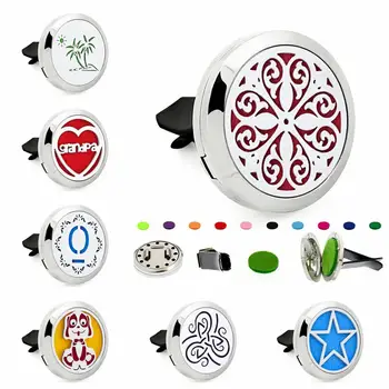 

25pcs star 316L stainless steel 30mm essential oil Diffuser locket car removable vent clips Magnetic 10pads